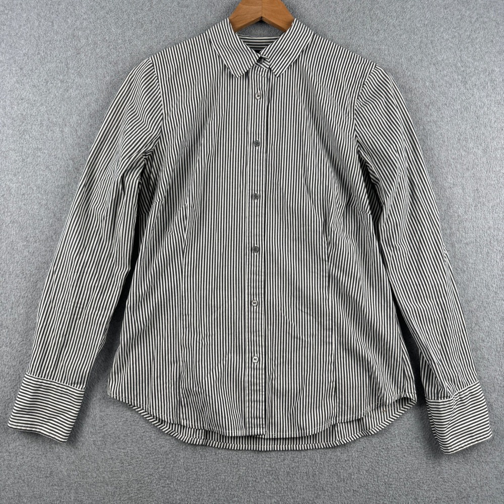 J.Crew Button Up Women 6 Black White 365 Striped Long Sleeve Stretch Shirt